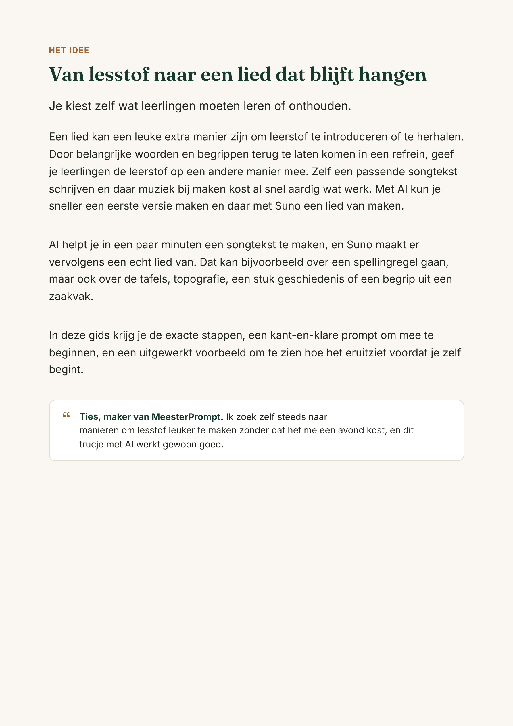 Video en gids: maak met AI een leerlied over jouw lesonderwerp, pagina 2